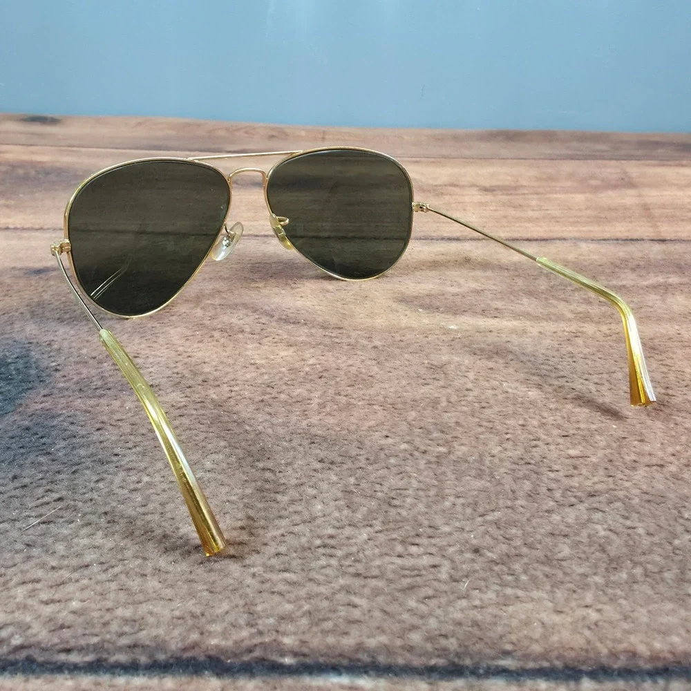 Ray-Ban Aviator Sunglasses Mens 58mm Gold Green Good Vintage B&L USA Made